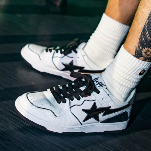 Bathing Ape Bape SK8 Sta White Silver