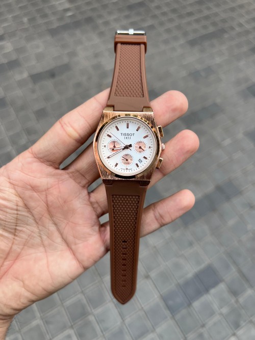 Tisso T PRX Chronograph Silicon Rose Gold Brown