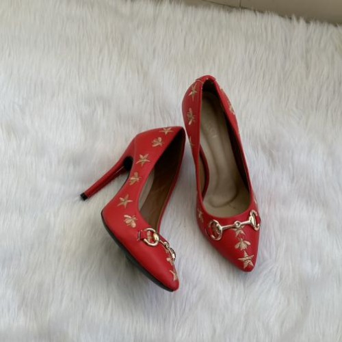 Gucci Bee Red Heels With Plain Box