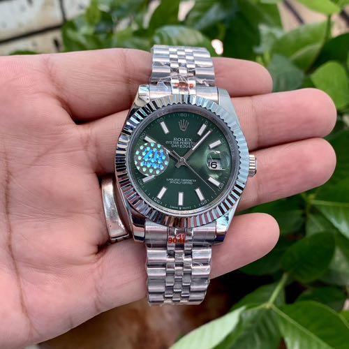 Rolexx Date Just 41 Silver Mint Green ZR