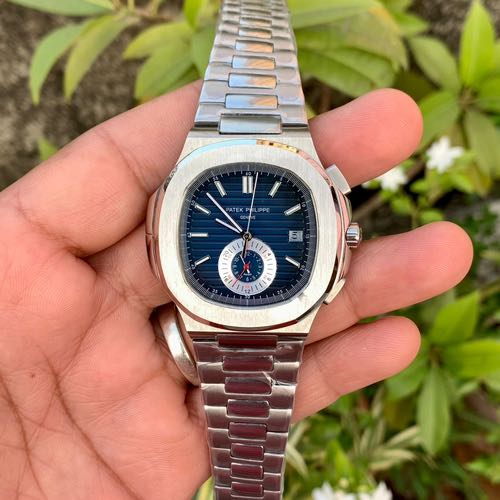 Patek Philippe Nautilus Silver Blue Chronograph