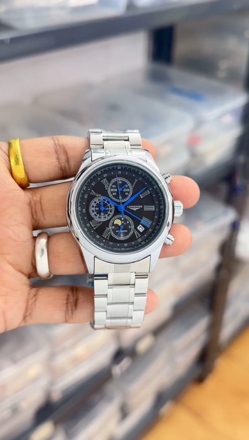 Longine S Master Collection Silver Black Chronograph