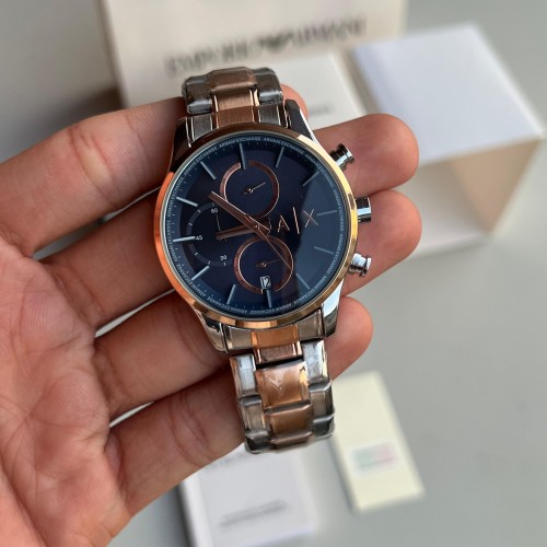 Alternative view of Arman I Exchange DANTE Chronograph AX1874 Two Tone Blue Dial