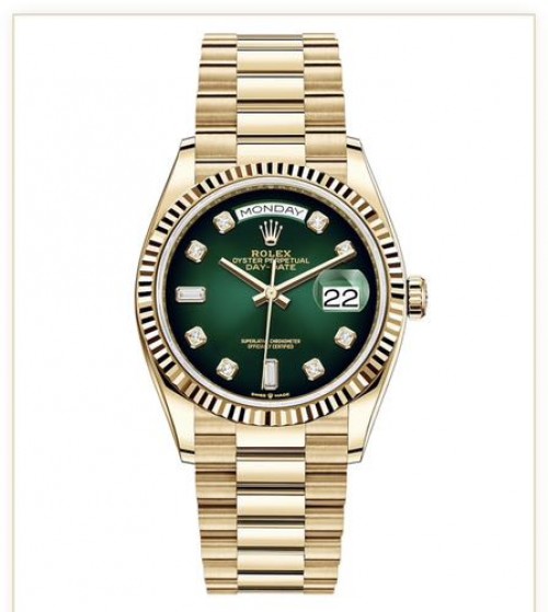 Rolex Day Date Gold Green Diamond Figure