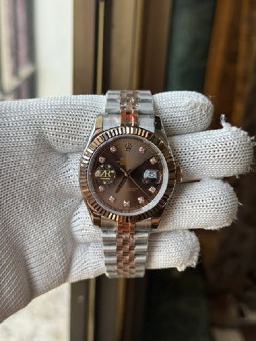 Rolex Date Just 41 Silver Rose Gold Brown