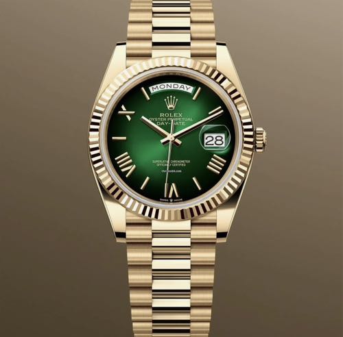 Rolex Day Date Gold Green Roman Figure