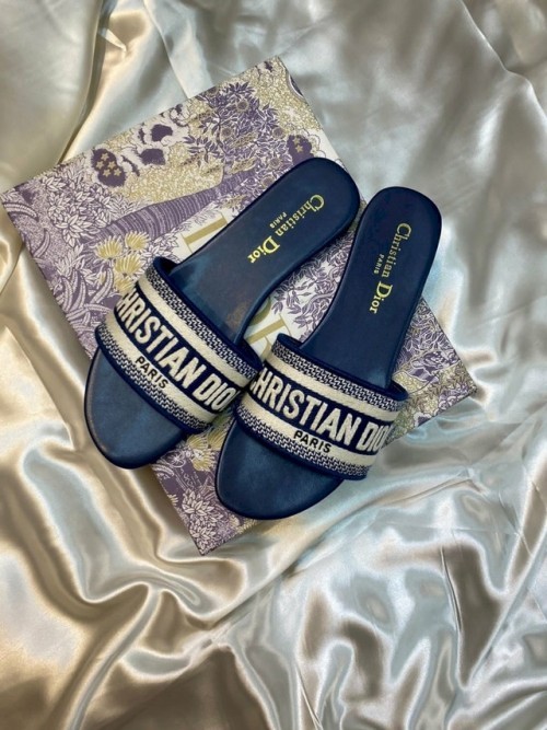 Christian Dior Navy Ladies Wid Og Box Card Carry Bag