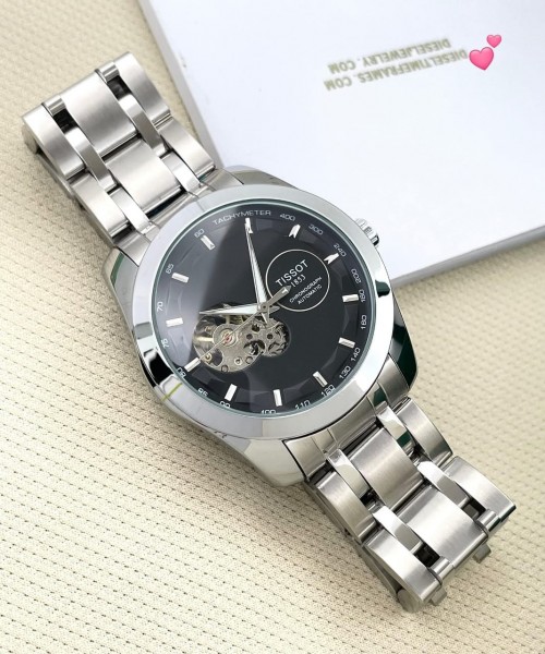 Alternative view of Tisso T 1853 Automatic Open Heart Silver Black