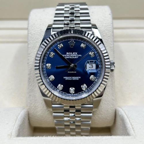 Rolex Date Just Silver Blue Diamond ZR