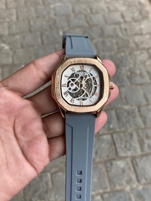 Patel Phillep E Skeleton Automatic Silicone Rose Grey