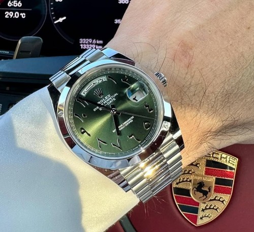 Rolexx DayDate Arabic Platinum Green ZR YZ