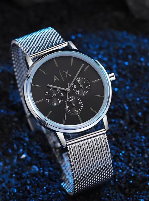Arman i Exchange Chronograph Silver Black Mesh Strap