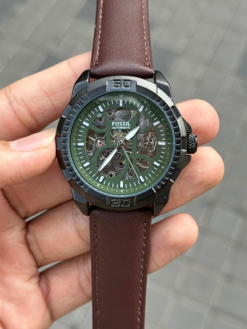 Fossi L Bronson Leather Brown Green Dial
