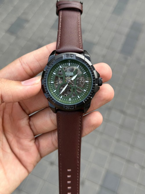 Alternative view of Fossi L Bronson Leather Brown Green Dial