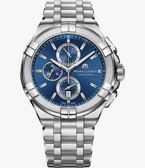 Maurice Lacroix Aikon Chronograph Silver Blue Metal AUTHENTIC Store Quality