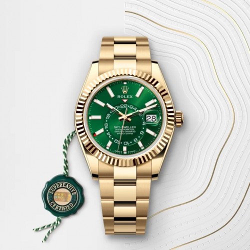 Rolexx SkyDweller Green Gold Oyster Strap Zr Yz