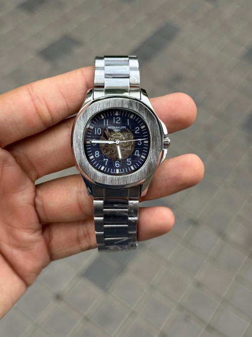 Alternative view of Patek Phillep E Skeleton Automatic Silver Blue
