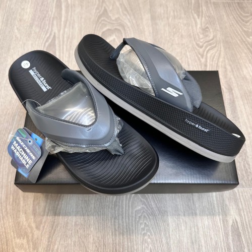 Skecher S Hyper Burst Simplex Grey Black Premium Slides