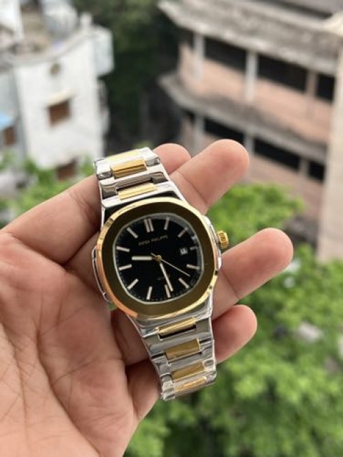 PATEK PHILLIP DUAL TONE BELT BLACK DIAL