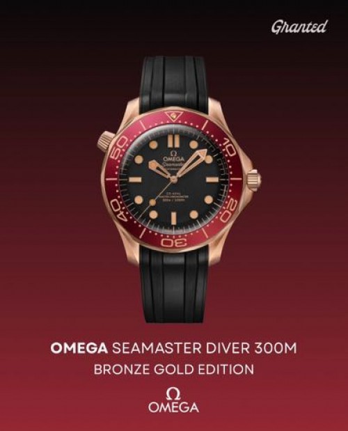 OMEGAA Sea Master Diver 42MM Bronze Gold Rubber Strap
