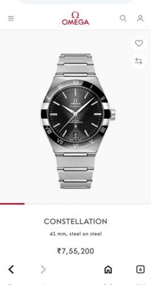 Omega Constellation Co Axial Silver Bezel Black