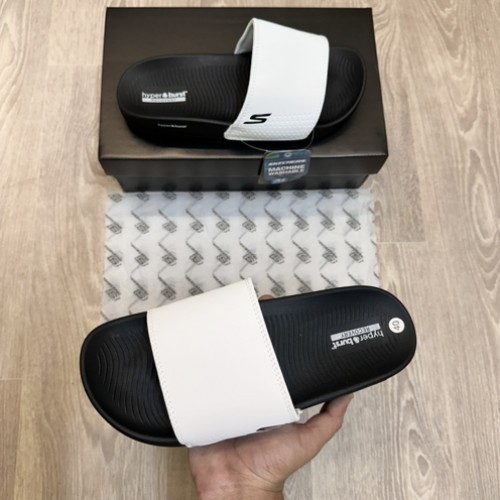 Skecher S Logo S Hyper Burst Soft Premium White Black Flip Flop
