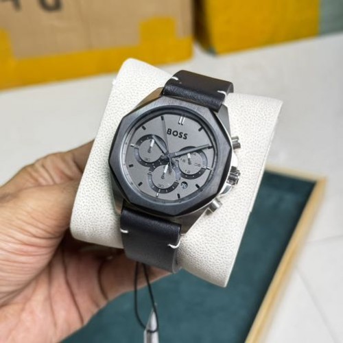 Boss Men Textured Leather Belt Chronograph Watch