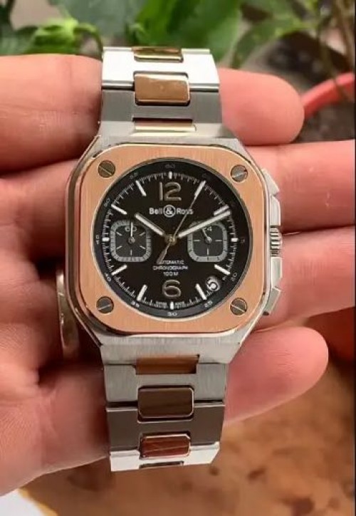 Bell Ross Urban Chronograph Silver Rose Gold Black