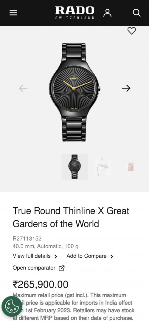 Alternative view of Rad O True Round Thinline X Great Gardens Of The World Black
