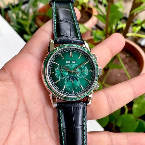 Patek Philippe Grand Complication Black Green Diamond Silver Case