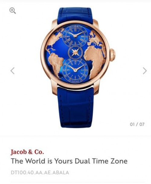 Jacob Co Dual Time Blue Rose Gold (Without Box)