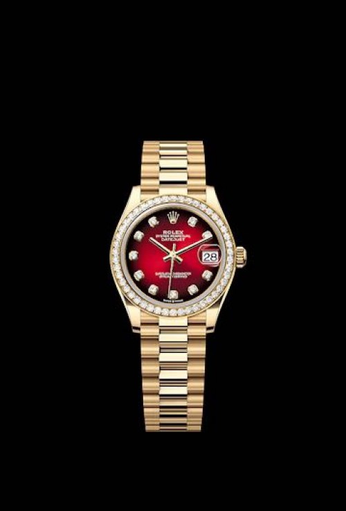 Rolexx Date Just Diamond Bezel Red Dial 41 Mm