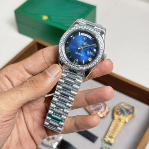 Rolex Day Date Diamond Bezel Blue Dial