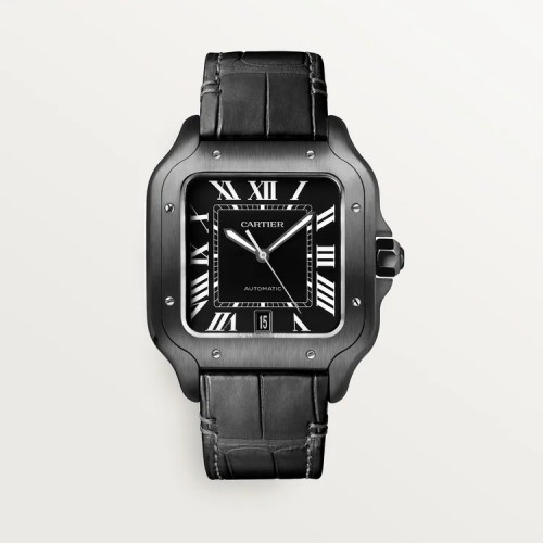 Cartierr Santos All Black Leather Automatic