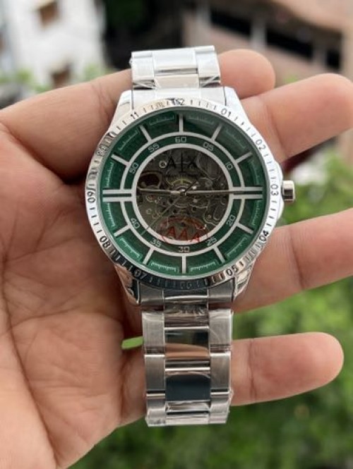 ARMANI EXCHANGE SILVER GREEN AUTOMATIC