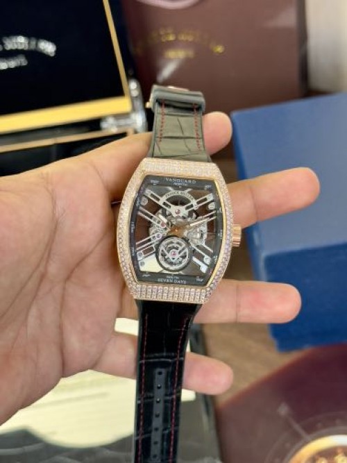Franck Muller Skeleton Black Rose Gold Diamond Semi ETA