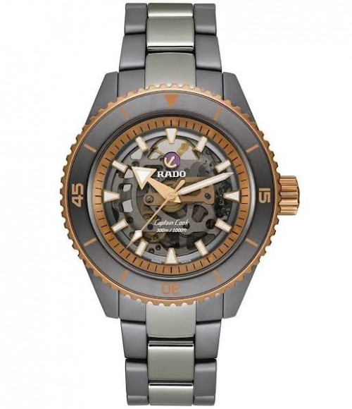 Rado Captain Cook Skeleton Grey Gold