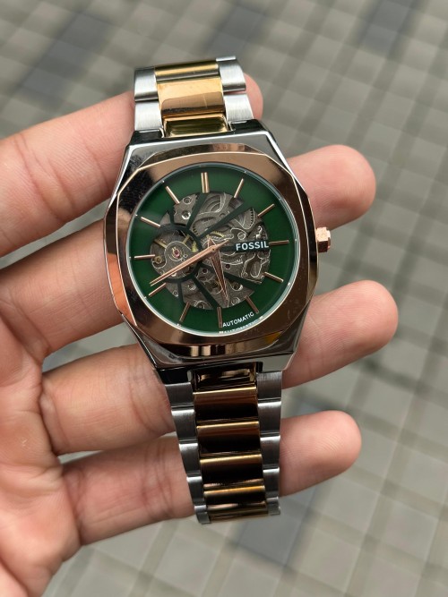 Fossi L Skeleton Automatic Rose Two Tone Green Dial