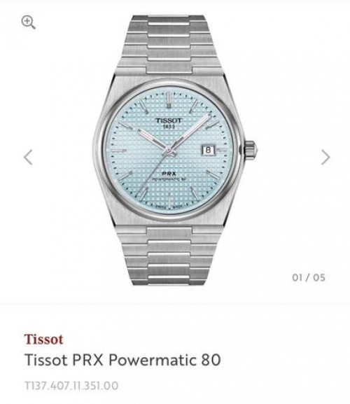 Tissot Prx Powermatic 80 Ice Blue 40mm Authentic Quality With OG Box