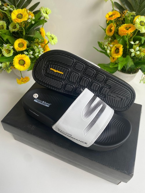 SKECHER HYPER BURST SLIDE WHITE BLACK