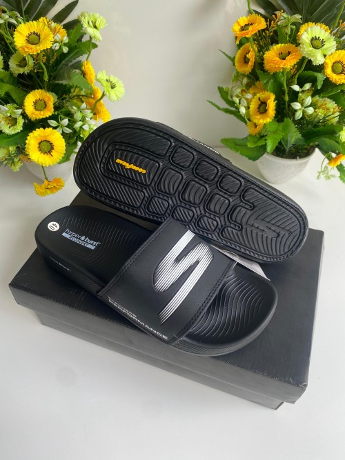 SKECHER HYPER BURST SLIDE BLACK WHITE