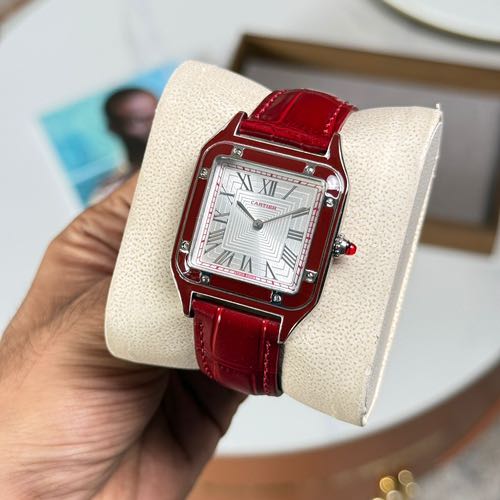 Cartier Du Mont Wine Red White Dial