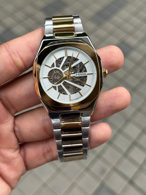 Fossi L Skeleton Automatic Gold Two Tone White Dial