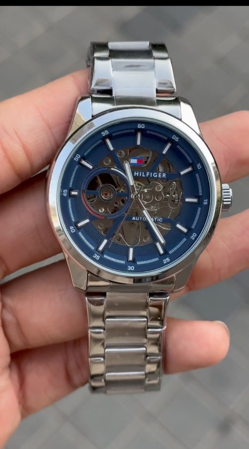 Tommy Hilfige R Automatic Chain Silver Blue