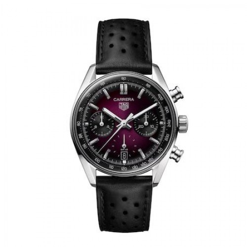 Tag Heuer Carrera Chronograph Purple Dial Leather