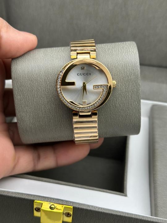 Gucci Women Diamond Gold-White