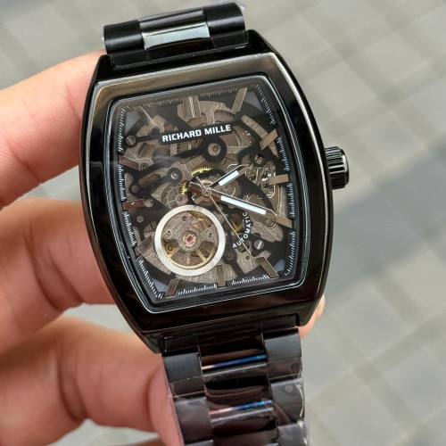 Richard Mill E Open Heart Skeleton Rectangular Black