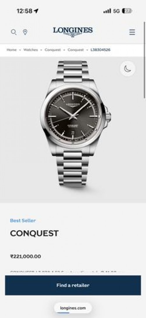 LONGINES CONQUEST STAINLESS STEEL BLACK DIAL AUTOMATIC