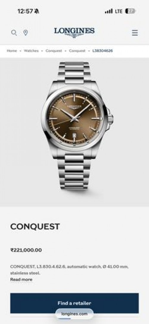 LONGINESS Conquest Stainless Steel Brown Dial Automatic