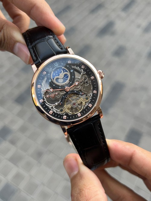 Patek Philippe Skeleton Leather Black Premium